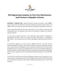 SIA Engineering Company to Form Line Maintenance Joint Venture in Republic of Korea
