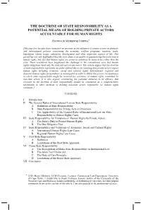 The Doctrine of State Responsibility As a Potential Means of Holding Private Actors Accountable for Human Rights