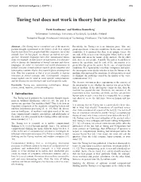 Turing Test Does Not Work in Theory but in Practice