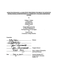 A Case Study Describing the Impact of Affective Instructional Interventions in a Community College Composition Course