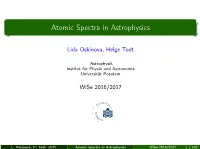 Atomic Spectra in Astrophysics