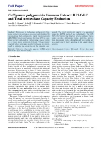 Calligonum Polygonoides Linnaeus Extract: HPLC-EC and Total Antioxidant Capacity Evaluation Sara M