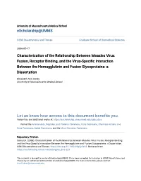 Characterization of the Relationship Between Measles Virus Fusion