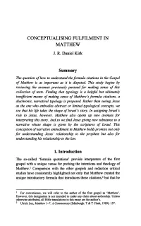 CONCEPTUALISING FULFILMENT in MATTHEW J. R. Daniel Kirk
