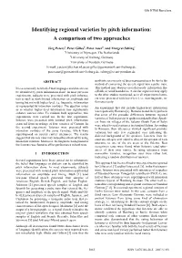 Identifying Regional Varieties by Pitch Information: a Comparison of Two Approaches