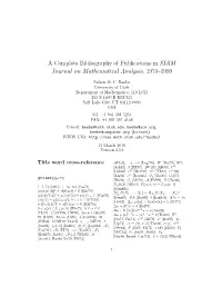 A Complete Bibliography of Publications in SIAM Journal on Mathematical Analysis, 1970–1999