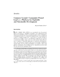 Common Ground: Community-Owned Land As a Platform for Equitable and Sustainable Development