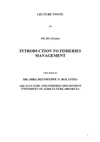 Introduction to Fisheries Management