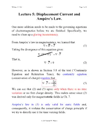 Lecture 5: Displacement Current and Ampère's Law