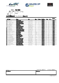 Race 6 Hours of Fuji FIA WEC Classification (Hour 4)