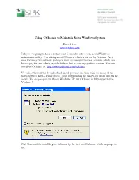 Using Ccleaner to Maintain Your Windows System