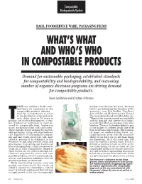 What's What and Who's Who in Compostable Products