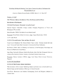 Workshop: Shifting the Meaning: Time, Space, Connectivity and Its Challenges in the Western Indian Ocean