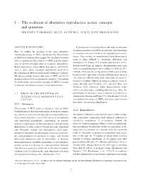1 · the Evolution of Alternative Reproductive Tactics: Concepts and Questions MICHAEL TABORSKY, RUI F
