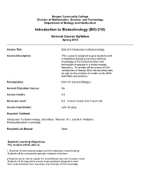 BIO-210 Introduction to Biotechnology