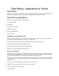 Data Mining - Applications & Trends Introduction