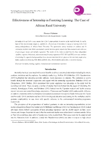Effectiveness of Internship in Fostering Learning: the Case of African Rural University