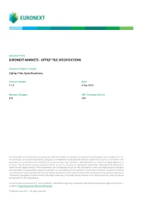 Euronext Markets - Optiq® File Specifications