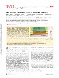 Gate Quantum Capacitance Effects in Nanoscale Transistors