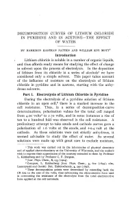 Introduction Part I. Electrolysis of Lithium Chloride in Pyridine