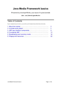 Java Media Framework Basics