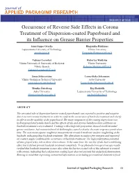 Occurrence of Reverse Side Effects in Corona Treatment of Dispersion