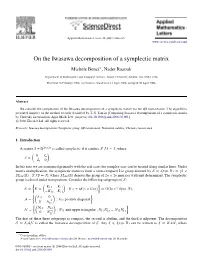 On the Iwasawa Decomposition of a Symplectic Matrix
