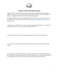 “Pandemic 1918” Study Guide Questions