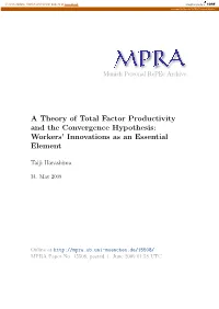 A Theory of Total Factor Productivity and the Convergence Hypothesis: Workers’ Innovations As an Essential Element