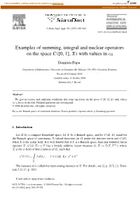 Examples of Summing, Integral and Nuclear Operators on the Space C([0, 1],X)With Values in C0