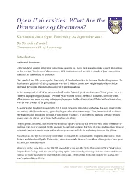 Open Universities: What Are the Dimensions of Openness?