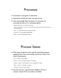 Processes Process States