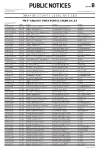 PUBLIC NOTICES SECTION B Find Your Notices Online At: Orangeobserver.Com, Floridapublicnotices.Com and Businessobserverfl.Com THURSDAY, NOVEMBER 30, 2017