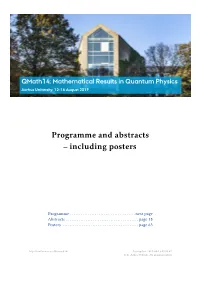 QMATH14: Mathematical Results in Quamtum Physics – Abstracts