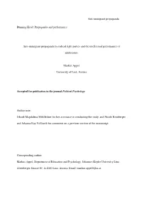 Radical Right Propaganda and Intellectual Performance Preprint