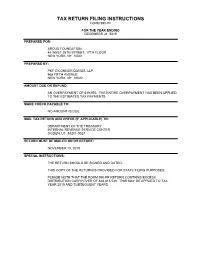 Tax Return Filing Instructions Form 990-Pf