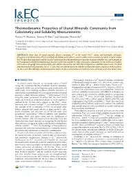 Thermodynamic Properties of Uranyl Minerals: Constraints from Calorimetry and Solubility Measurements Tatiana Y