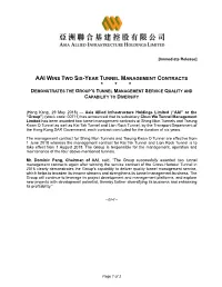 2018-05-29 AAI Wins Two Six-Year Tunnel Management