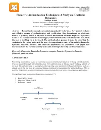 Biometric Authentication Techniques: a Study on Keystroke Dynamics