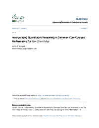Incorporating Quantitative Reasoning in Common Core Courses: Mathematics for the Ghost Map