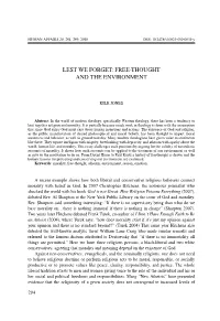 Lest We Forget: Free-Thought and the Environment