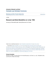 Resource Law Notes Newsletter, No. 8, Apr. 1986