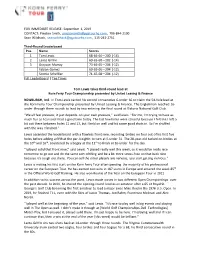 September 1, 2019 CONTACT: Preston Smith, Prestonsmith@Pgatourhq.Com, 706-844-2100 Sean Wildhack, Seanwildhack@Pgatourhq.Com, 315-243-2751