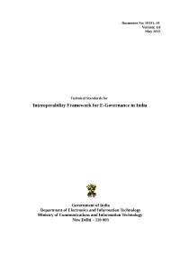 Technical Standards for Interoperability Framework for E-Governance in India