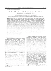 The Effect of Warm Water and Its Weak Negative Feedback on the Rapid Intensification of Typhoon Hato (2017)