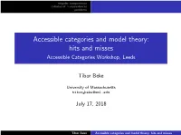 Accessible Categories and Model Theory: Hits and Misses Accessible Categories Workshop, Leeds