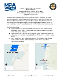 CA State Parks MPA Watch Semi-Annual Report Jan-Jun 2021