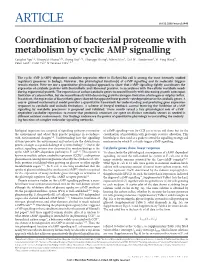 Coordination of Bacterial Proteome with Metabolism by Cyclic AMP Signalling