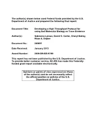 Developing a High Throughput Protocol for Using Soil Molecular Biology As Trace Evidence