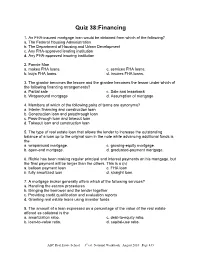 Quiz 38:Financing
